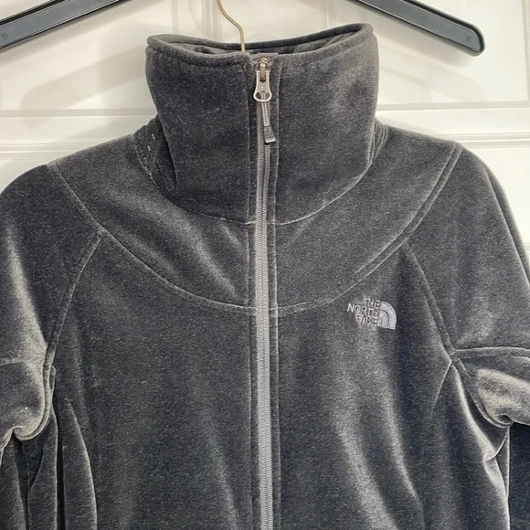 The North Face Polartec Osito Lux Velour Zip Up Jacket Womens Size Medium Gray